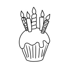 Cartoon cupcake vector  illustration coloring book for kids 