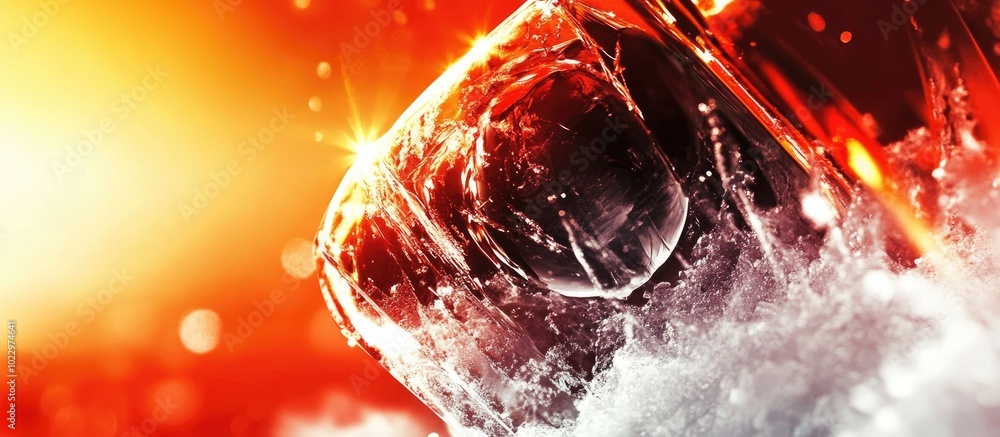 Poster Abstraction Bubbles Inside Fresh Ice Macro Closeup