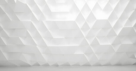 White geometric triangle tiled wall texture background with floor