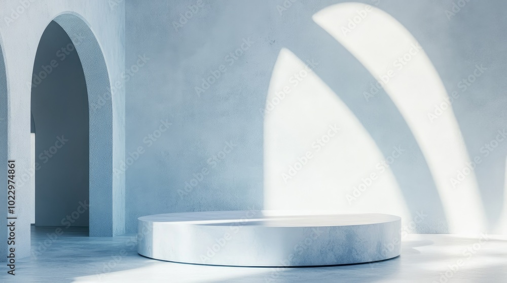 Poster abstract corner wall with geometric cylinder podium 3d rendering minimal white backdrop