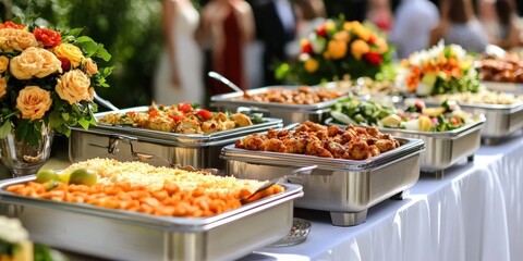 Obraz premium Elegant Catering Buffet Setup for Special Events
