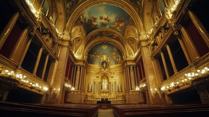 Naklejka premium The French National Assembly seat, showcasing the grandeur and architectural beauty of the chamber interior