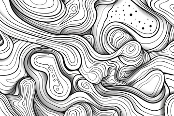 Coloring book illustration of abstract shapes and soft transitions