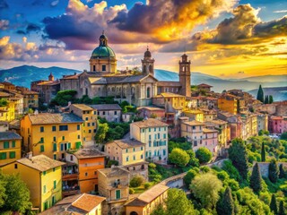 Fototapeta premium Scenic Road Through Historic Italian City with Charming Architecture and Vibrant Urban Life