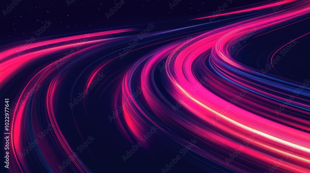 Aufkleber Abstract Neon Dark Background With Long Exposure Light Trails Futuristic Technology Design Featuring Motion Effect High Speed Light Streaks Dynamic Motion Backdrop