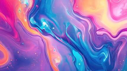 Fototapeta premium Colorful abstract 2D cartoon background featuring enchanting fantasy ink patterns Fluid art with marble like designs and vibrant color combinations for creative projects