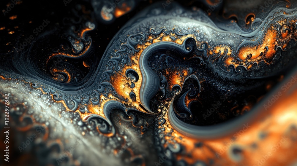 Aufkleber Abstract forms on a dark backdrop Surreal fractal pattern