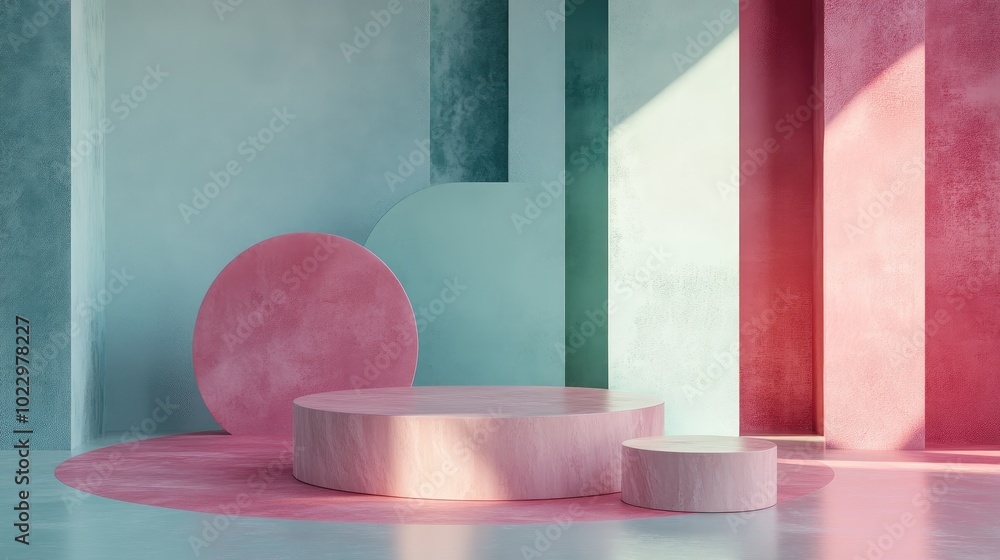 Aufkleber Abstract background featuring a geometric shape podium designed for product display 3D rendering