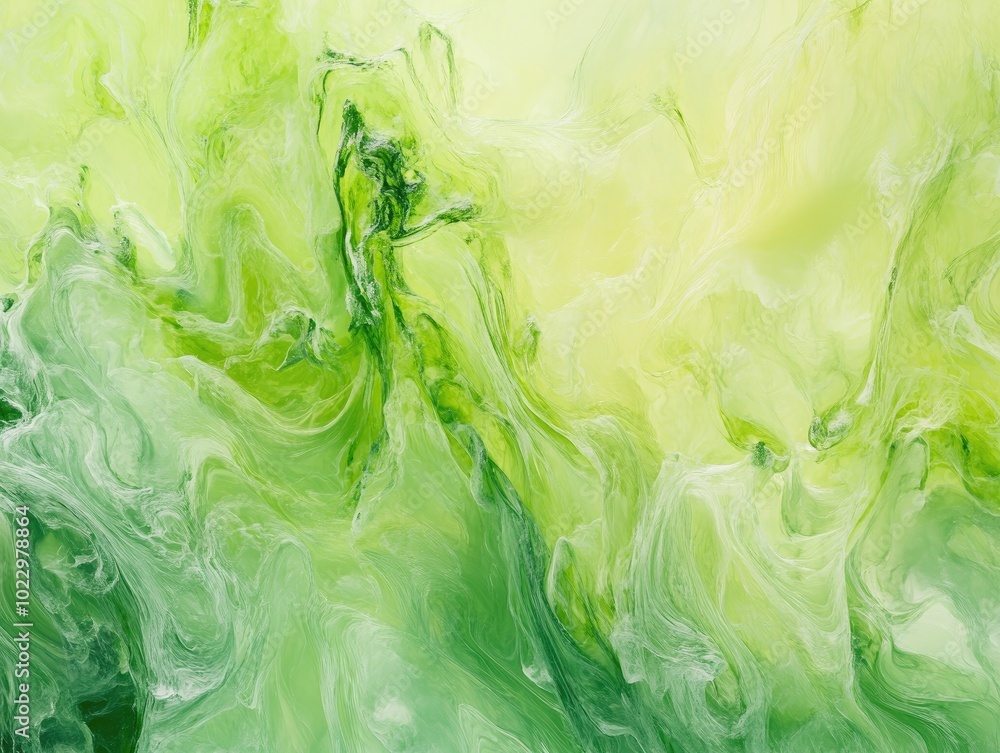 Poster abstract artwork featuring a vibrant green backdrop with fluid motion perfect for design purposes