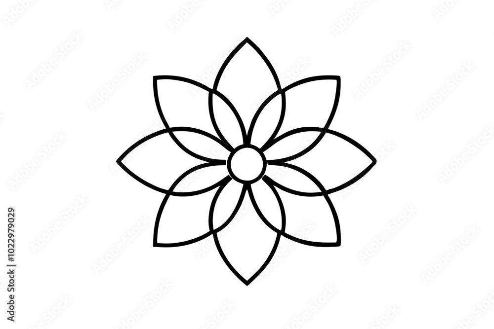 Poster Beautiful simple black and white floral lineart