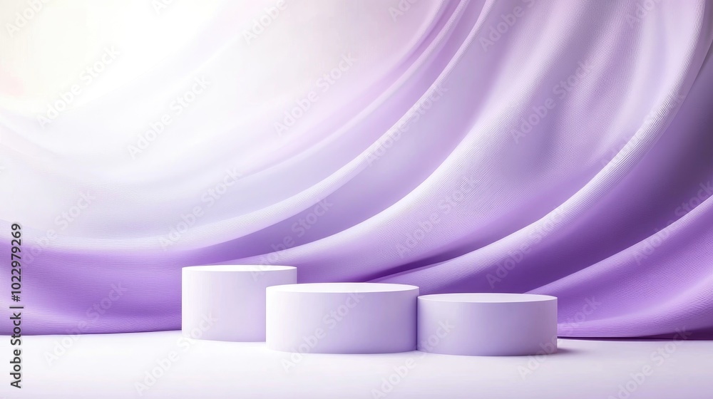 Aufkleber 3d geometric shapes in purple violet and white create a minimal studio background with square podium