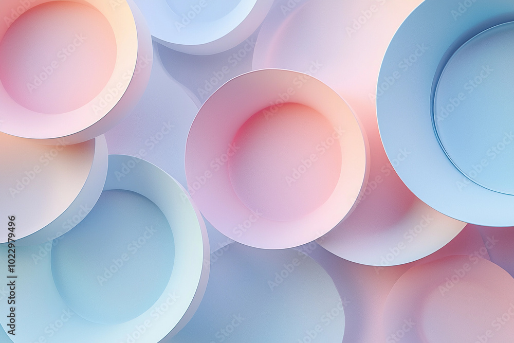 Poster colorful circular paper cutouts arranged in a playful pattern