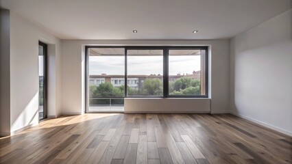 Fototapeta premium Spacious empty room with large windows.