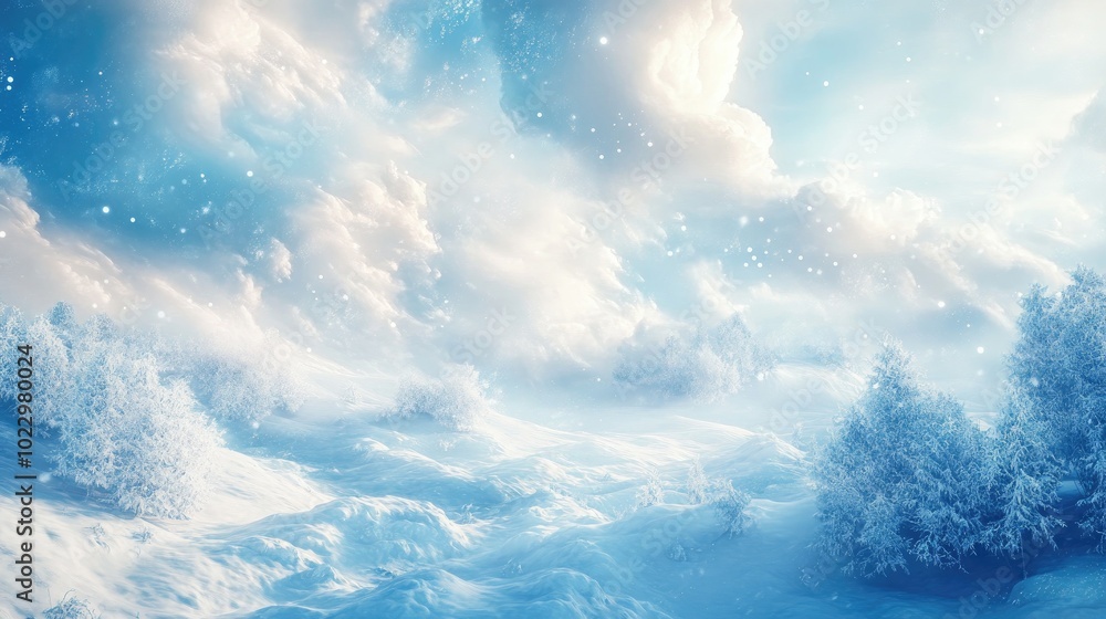 Poster Abstract winter landscape background with a surreal atmosphere 3D rendering
