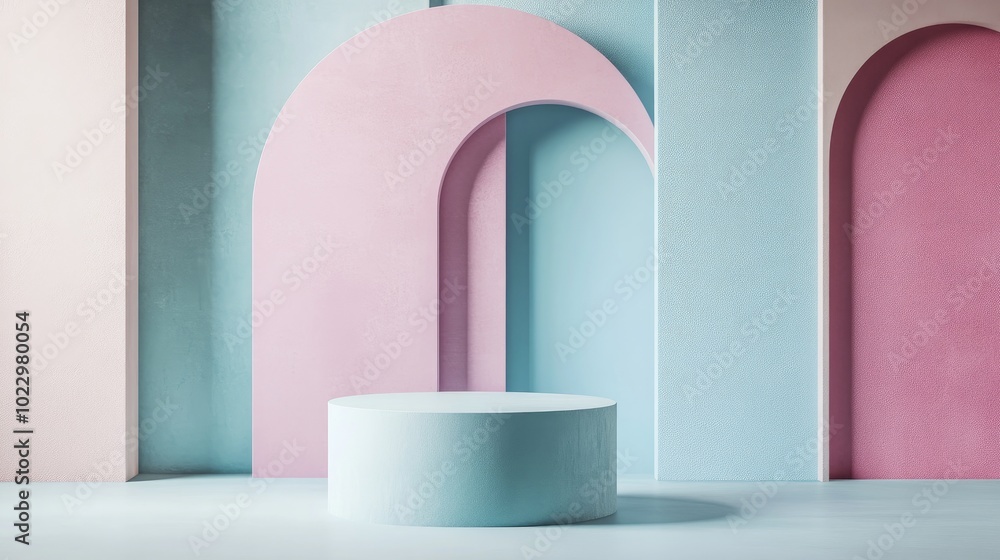 Aufkleber Abstract pastel geometric shapes background modern minimalist mockup for podium display or showcase 3D rendering