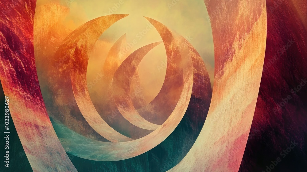 Aufkleber Abstract fantasy graphics featuring overlapping rounded surfaces converging into a disc shape