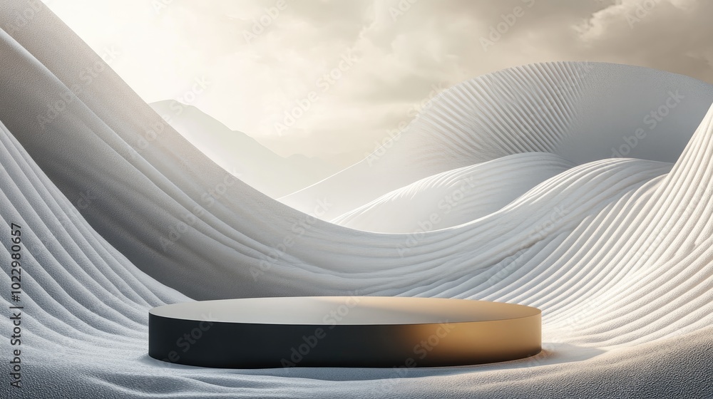 Aufkleber abstract landscape featuring a podium designed for product presentation 3d rendering