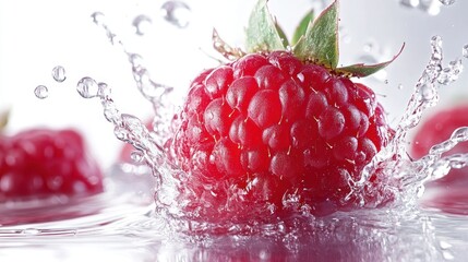 A Single Raspberry Splashing in Water