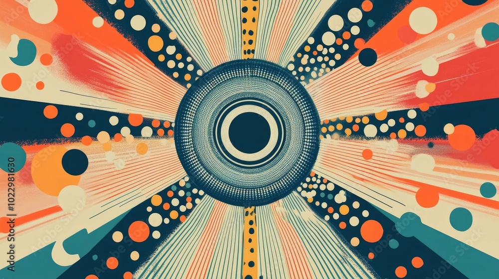 Poster Abstract radial geometric design with concentric patterns Geometric element featuring a radial composition