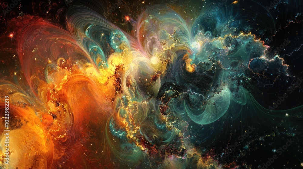 Poster abstract digital fractal artwork with a fantasy theme