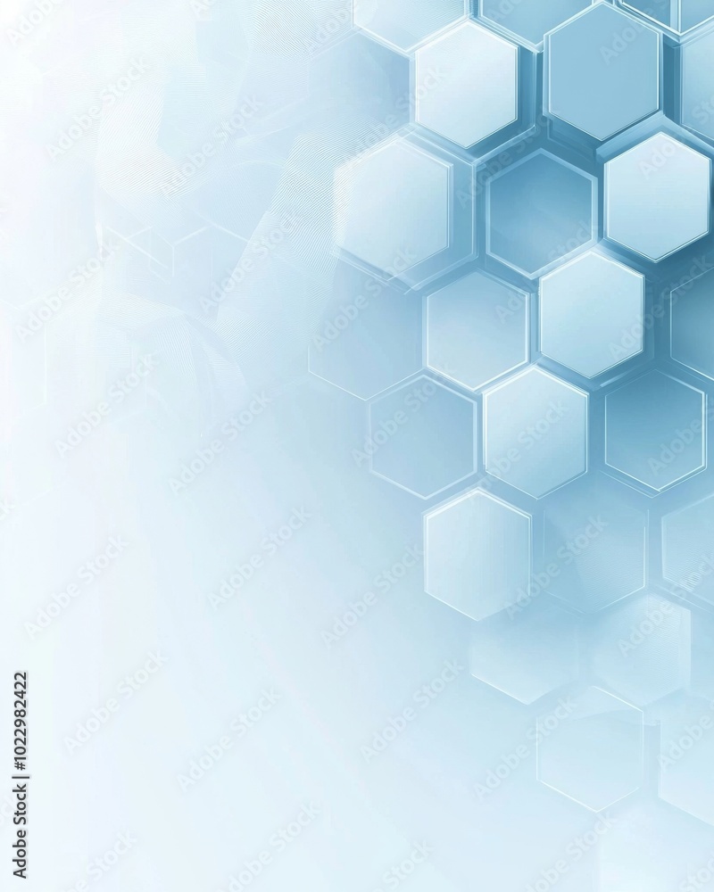 Poster soft blue hexagon pattern with a light gradient effect, creating a calming and modern background.