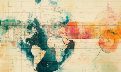 Obraz premium Abstract world map with faded markings.