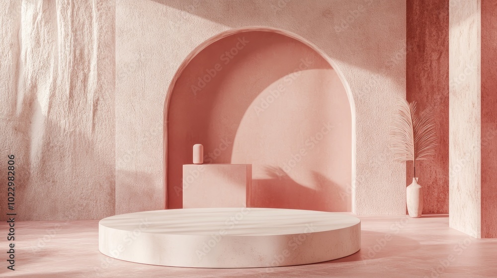 Aufkleber Abstract 3D render featuring a mock up podium designed for product display minimalistic concept geometric backdrop suitable for commercial promotion