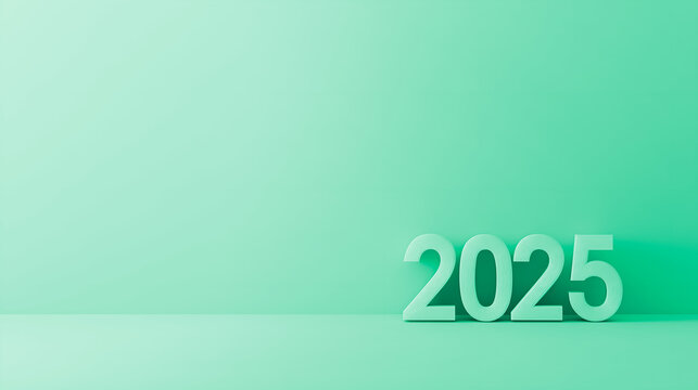 Chiffres 2025 en relief sur un fond uni color&eacute;