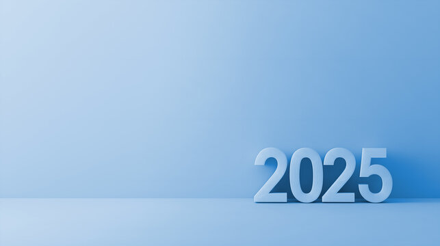 Chiffres 2025 en relief sur un fond uni color&eacute;