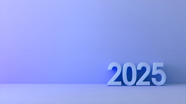Chiffres 2025 en relief sur un fond uni color&eacute;