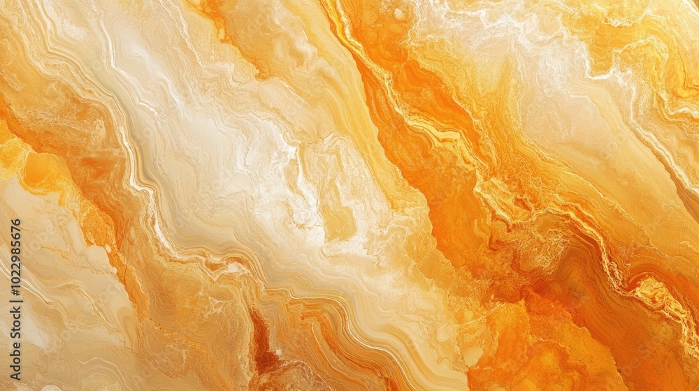 Poster Abstract marble texture featuring a fractal background in shades of orange Digital art with a fantasy theme created through 3D rendering techniques
