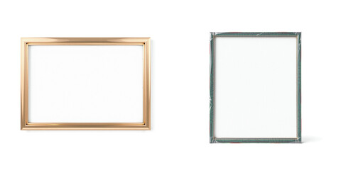stylish modern picture frames and background for design, isolated on white