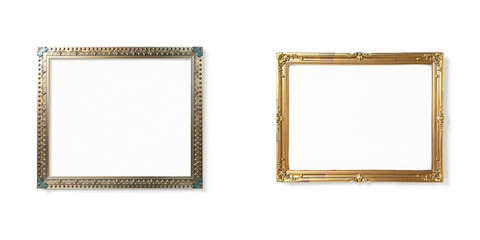painted old frames and background for design, isolated on white