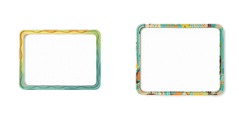 colorful plastic frame with round corners isolated on white, background and border for design