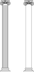 Fototapeta premium Vector sketch illustration of the silhouette of a building column design, neoclassical building, old vintage Roman Greek style