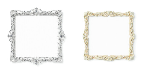 vintage square frame isolated on white, background and border for design