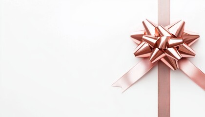 A shimmering Christmas bow with metallic gold ribbon, sleek and sophisticated holiday decor, perfect for a glamorous touch, isolated on white background