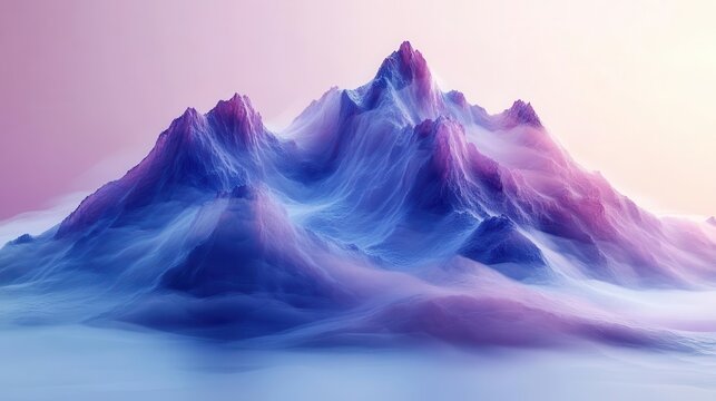 abstract mountains shimmering with a misty quality rendered in vibrant futuristic 3d creating a dreamlike landscape that evokes a sense of wonder and exploration