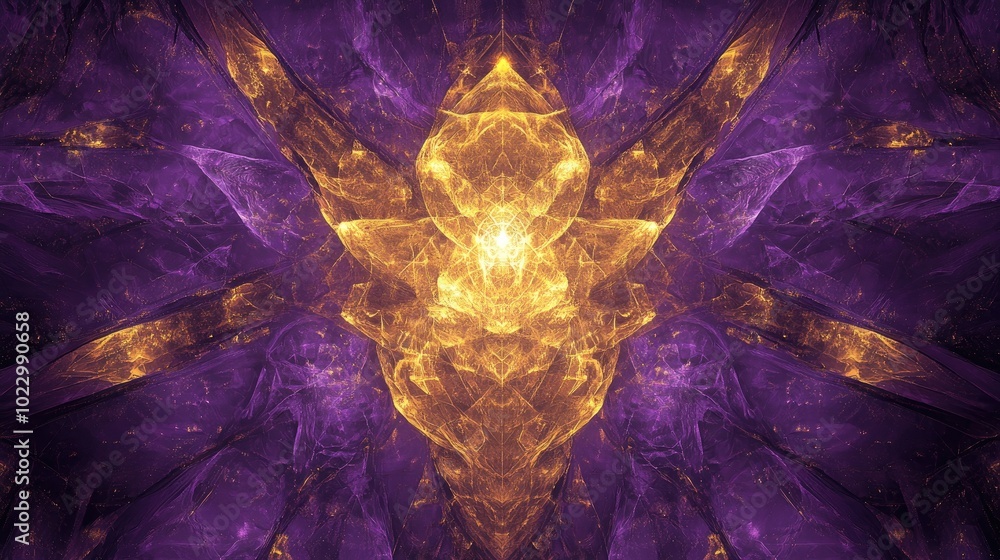 Aufkleber abstract purple geometric background with a shiny finish featuring a golden fantasy flame ideal for 