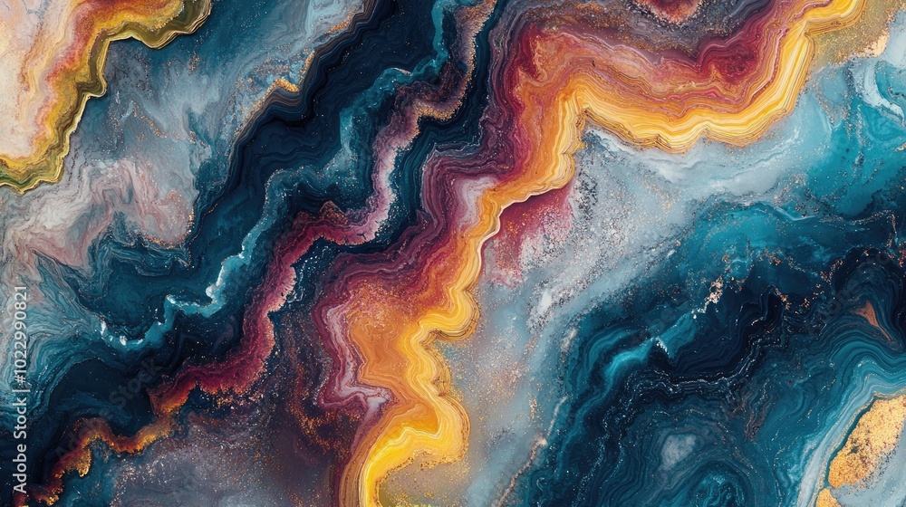 Poster abstract fantasy marble illustration featuring a digital art technique with ethnic style and modern 