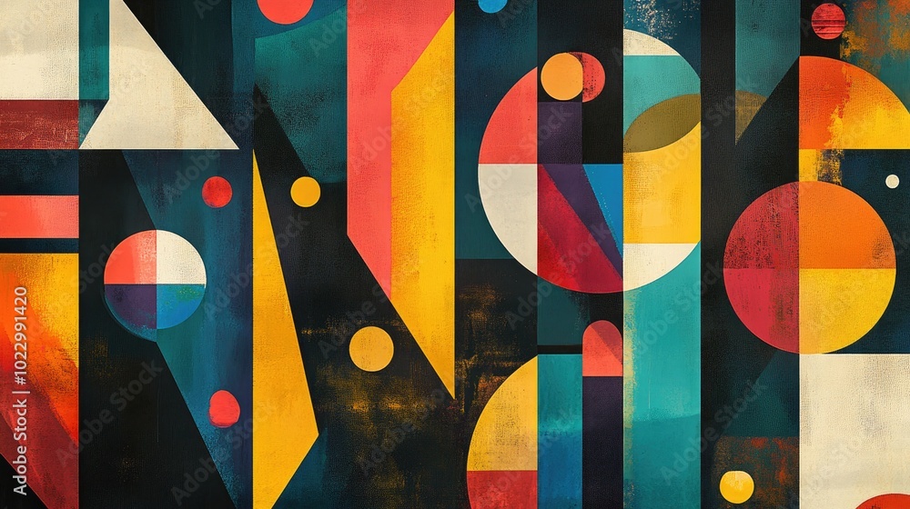 Aufkleber Colorful geometric design featuring an array of vibrant shapes and patterns