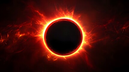 Red light ring, black background, circular-shaped light effect