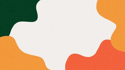 Aesthetic background with green, orange, and yellow waves with canvas texture. Suitable for presentation templates