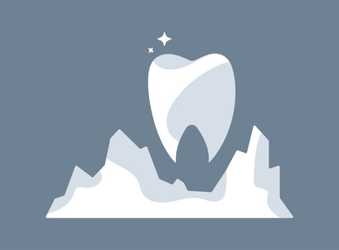 recommend clip art: Tooth icon above iceberg for dental clinic logo, toothpaste and for oral hygiene. Vector illustration of a healthy tooth. Isolated