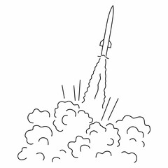 Antiaircraft missile launches outline vector