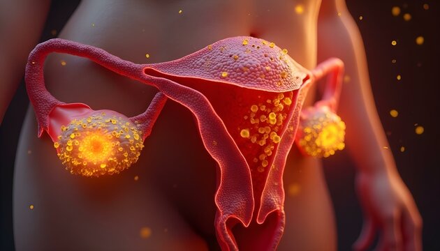 Medical Illustration of Uterine and Cervical Cancer