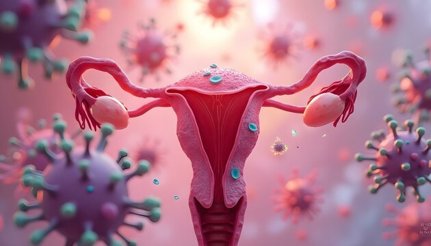 Medical Illustration of Uterine and Cervical Cancer