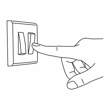 recommend clip art: Finger presses the switch outline vector