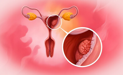 Medical Illustration of Uterine and Cervical Cancer