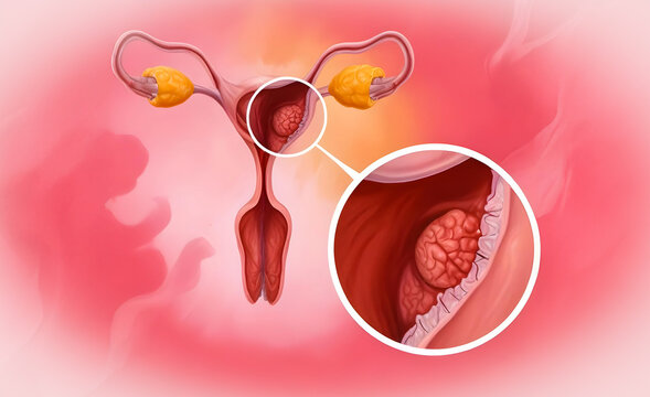 Medical Illustration of Uterine and Cervical Cancer
